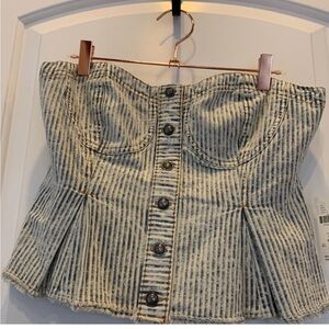 Anthropologie Pilcro Denim Striped Corset Type Tube Top